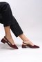 Zellanys Women's Open Back Pointed Toe Heeled Shoes 0012350   Burgundy Patent Leather Striped - 5