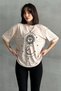Women's Beige Astral Printed Crew Neck Oversize T-Shirt