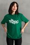 Women's Green Toxic Printed Crew Neck Oversize T-Shirt