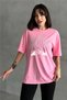 Women's Pink Rockies Printed Crew Neck Oversize T-Shirt