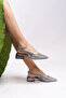 Tyltora Women's Open Back Pointed Toe Heeled Shoes 0012303   Platinum Textured - 5
