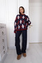 Women's Diamond Patterned Wool Sweater - 6