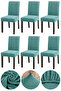 Bamboo Nano Fabric Lycra Washable 6-Piece Chair Cover Elastic Chair Cover (6 PCS) - Mint