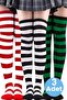 Women's Thick Stripe 3-Piece Knee High Socks