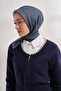 30% Silk Double Layer Tulle Scarf - Black-Denim Blue - 2