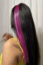 Artificial Synthetic Hair with Snap Fasteners 50 Cm Pink