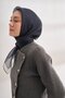 30% Silk Double Layer Tulle Scarf - Black-Navy