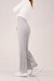 Women's Grey Ribbed Knit Jersey Trousers - 2