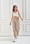 Women's Ribbed Fabric Corduroy Trousers Beige - 3