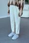Beige Carrot Leather Trousers - 3
