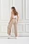 Women's Ribbed Fabric Corduroy Trousers Beige - 2