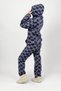 Women's Winter Fleece Bottom-Top Elastic Waist Hooded Pajama Set Blue Square - 6