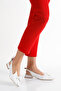 White Leather Casual Ballerinas with Daily Bow Detail - 3