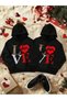Dear Couple Combinations Love Printed Hooded Hoodie Sweatshirt - 3