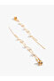 Pearl Earrings with Dangle 2 Rows Chain Detail - 3