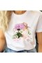Women's Printed Detail Oversize Bol Cut T-Shirt with Cycling Neck