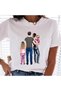 Women's Printed Detail Oversize Bol Cut T-Shirt with Cycling Neck