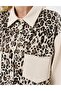 Elastic Drawstring Leopard Pattern Jacket Black - 6