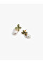 Pearl-Detailed Flower-Shaped Earrings - 2