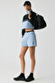 Vanloo Women's Elastic Waist Pocket Piece Print Relaxed Light Blue Shorts