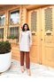 Cream-Brown Floral Poplin Baby Collar Tunic - 5