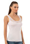 Özkan 20575 Women's Cotton Lycra Single Jersey Tulle Detailed Thick Strap Pool Collar Undershirt - 4