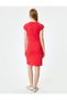 Short Sleeve Mini Dress Square Neck with Slit Detail - 4