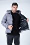 Men's Hooded Age Of State Printed Puffer Coat Smoked - 2