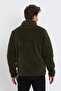 Men's Fleece Comfort Stand Collar Plush Dark Green Jacket - 6