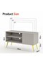 TV Stand, Upto 50-Inch TV Media Console with 2 Storage Cabinets 1 Storage Door-Light Grey - 3