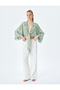 V-Neck Kimono Sleeve Viscose Ethnic Blouse with Lacing Detail - 2