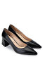 Women's Leather Black Leather Heeled Shoes - 2