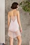 Combed Cotton Lace Women's Nightgown and Dressing Gown Set - 4015 Powder - 5