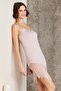 Combed Cotton Lace Women's Nightgown and Dressing Gown Set - 4015 Powder - 4