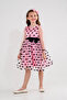 Polka Dot Patterned Buckle Bow Detailed Girls' Evening Dress