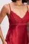Satin Lace Women's Nightgown and Dressing Gown Set - 4510 Red - 6