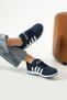 Children's Navy Blue White Lace-Up Single Velcro Flexible Lightweight Artificial Leather Unisex Kids Sneaker Sports Shoes - 3