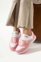 Children's Powder White Lace-Up Single Velcro Flexible Lightweight Artificial Leather Unisex Sneaker m Series Sports Shoes