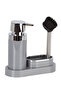 Polen Kitchen Set Gray Liquid Soap Dispenser-brush