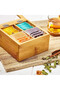 Tea Box Made with Premium Quality Bamboo Material – 4 Compartment Organizer with Glass Lid - 4