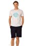 6074 Men's Short Sleeve Shorts Pajamas Set-White