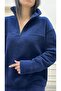 Unisex Standard Fit Comfortable Cut Non-Pasping Cold-Proof Navy Blue Standard Collar Fleece - 2