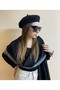 Double-Sided Black Shawl and Wool Felt Painter Beret Set - Valentine's Day Gift - 6