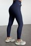 Navy Brushed Soft Fabric Full-Length Knit Sports Leggings with Pocket and Tie Detail THMAW25TY00014 - 3