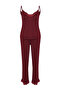 Bordo Dantelli ve Kurdele/Fiyonk Detaylı İp Askılı Viskon Örme Pijama Takımı THMSS20PT0134 - 9