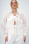 Women's White Double Pocket Gold Button Detailed Scalloped Jacket Alc-X13434