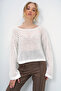 Women's Ecru Hole Openwork Knitwear Blouse Alc-X13349