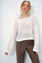 Women's Ecru Hole Openwork Knitwear Blouse Alc-X13349 - 3