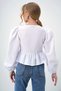 White Crew Neck Bow Tie Princess Sleeve Poplin Blouse Alc-X13375 - 6