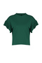 Zümrüt Yeşili %100 Pamuk Fırfır Detaylı Basic Bisiklet Yaka Örme T-Shirt TWOSS22TS2429 - 7